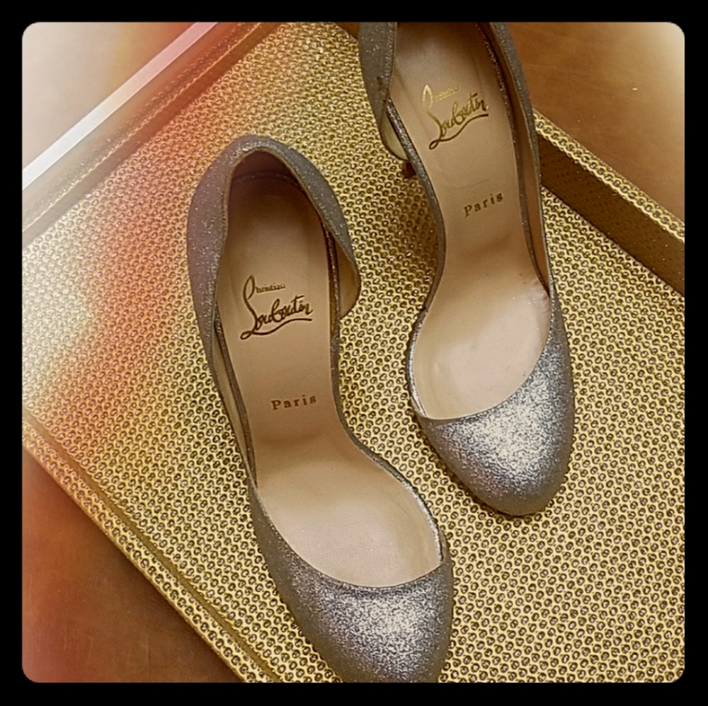 Christian Louboutin Silver Dorsay Pump